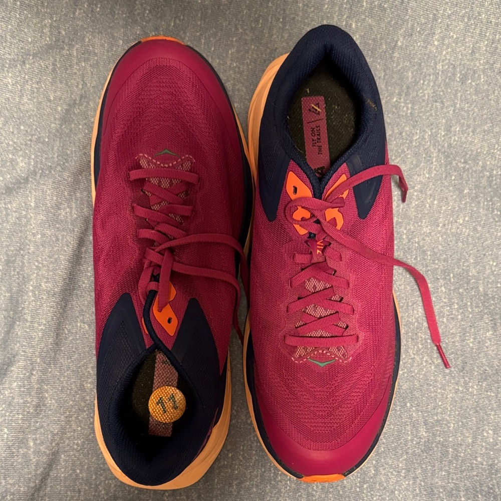 Hoka Women’s Athletic Shoes in fuchsia Navy and Orange Accent